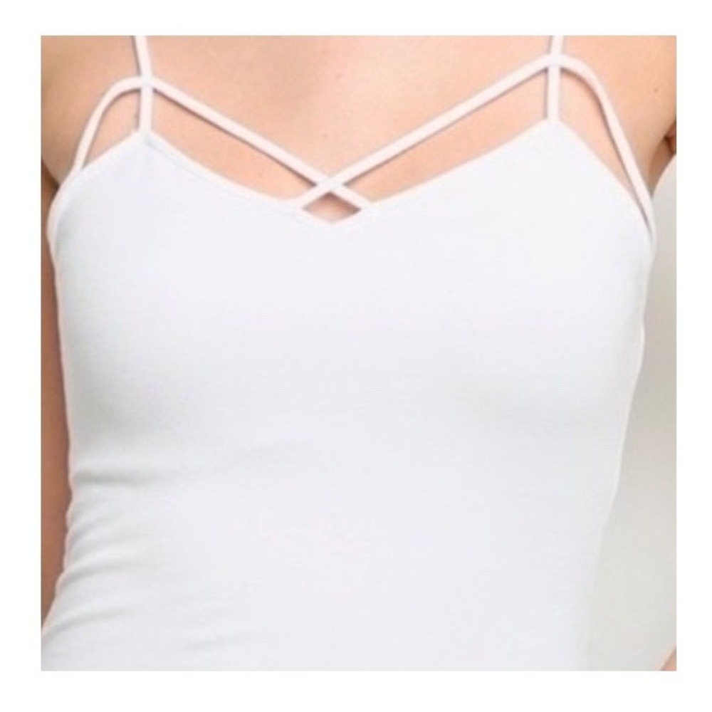 Nikibiki White Criss Cross Strappy Seamless Camisole Tank Top One Size Basic